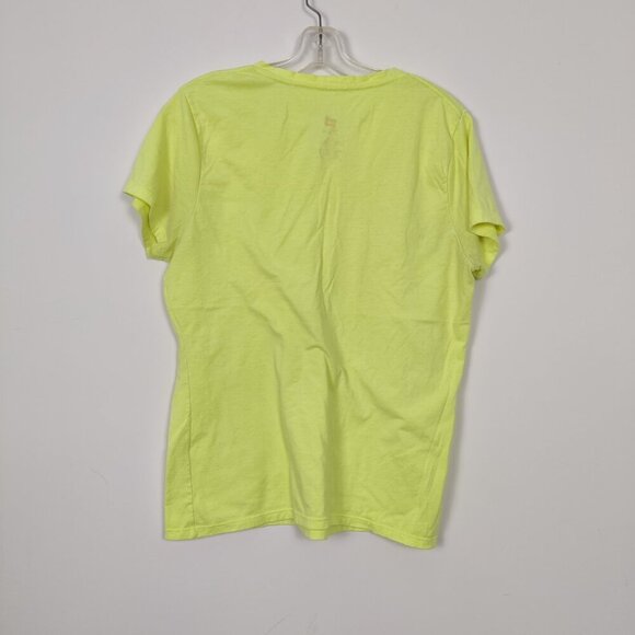 Hanes Women's Neon Yellow T-shirt Size Large Casual Cotton Blend - Picture 4 of 7